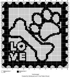 a black and white cross stitch pattern with hearts