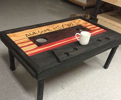 a coffee table with a game on it