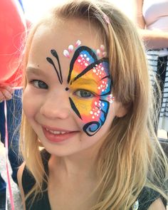 Kid Makeup, Easter Face Paint, Face Butterfly, Clown Stuff, Festival Face Paint, Bodysuit Tattoos, Butterfly Face Paint, Halloweenský Makeup