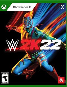 the cover art for wwe 2k2, featuring an image of wrestler in neon colors