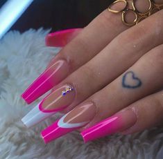 Long Acrylic Nail Designs, Ombre Acrylic Nails, Nails Design With Rhinestones, Glow Nails, Nail Designer