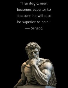 a statue with a quote on it that says, the day a man becomes supervisor to pleasure