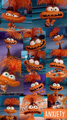 an animated character is shown in many different poses, including the eyes and head with long hair