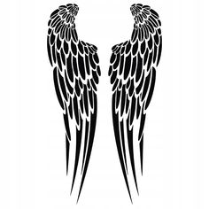 two black and white angel wings on a white background, one is facing each other