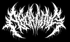 the logo for an upcoming metal band, in white ink on a black background with lots of