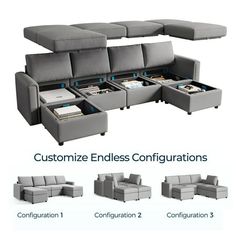 the sectional sofa is designed to look like it could be used as a coffee table