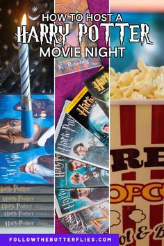 how to host a harry potter movie night with popcorn, movies, and drinks for kids