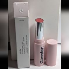 Glossier Ultralip Hydrating Shine + Color In Villa Condition Is New With Box ## Price Firm Make Up Products, Glossier Villa, Glossier Ultralip Villa, Makeup Glossier, Glossier Makeup, Glossy Makeup, Box Color, Makeup Lipstick, Makeup Products