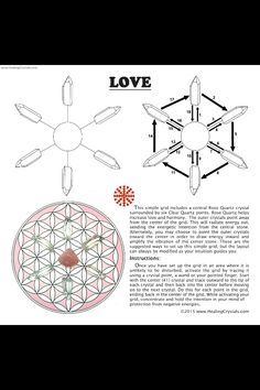 Love Crystal Grid, Crystal Grids For Love, Crystal Grid For Love, Sacred Geometry Symbols, Witchy Crafts