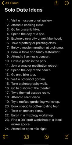 Here are some super fun and unique solo date ideas to treat yourself #selfcare #metime #solo #dateideas #inspiration solo date ideas, solo date, solo date activities, solo date things to do, solo date ideas at home, date ideas at home Alphabet Solo Date Ideas, Cute Intimate Date Ideas, Vision Board Date Ideas, Self Date Ideas Things To Do, Nighttime Date Ideas, Romantic Things To Experience List, Fun Activities To Do By Yourself, Going Out Ideas Activities, Single Bucket List Things To Do