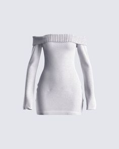 Cute, but cozy - this grey sweater mini dress is a fall must-have 😊 Made from sweater knit, complete with an off-shoulder design, and a body-con style - this dress can be dressed up and down for the perfect day-to-night look 👏 White Corset Dress, Sweater Mini Dress, Vegan Leather Skirt, Yellow Mini Dress, Fall Must Haves, Top Skirt Set, Mini Sweater Dress, Knit Mini Dress, Mode Inspo