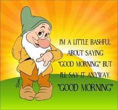 an image of a cartoon character with a good morning message in the middle of it