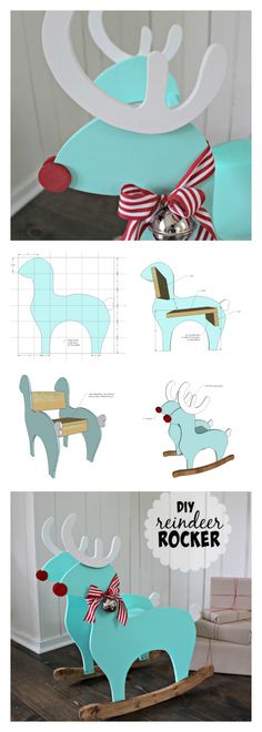 the instructions for how to make a wooden reindeer sleigh with wood and paper