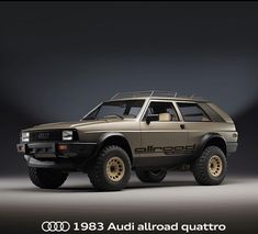 this is an advertisement for the audi quatro suv, which has been modified to look like it's from back to the future