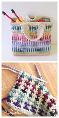 crocheted purse with two different colors and patterns