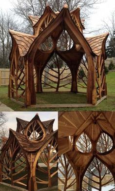some kind of wooden structure that looks like it is made out of wood and has multiple angles