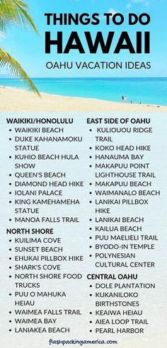 an advertisement with the words things to do in hawaii