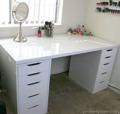 7 IKEA-Inspired DIY Makeup Storage IdeasFacebookGoogle InstagramPinterestTumblrTwitterYouTube Apartments Bathroom, Ikea Makeup Storage, Ikea Makeup, Organization Drawers, Makeup Bathroom, Rangement Makeup, Penyimpanan Makeup, Ikea Drawers, Ikea Office