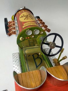 a close up of a toy train on a table