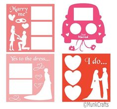 wedding cut outs are shown in pink and red