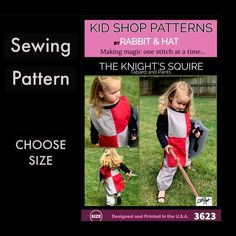 the knight's square sewing pattern is shown in three different styles and sizes, including two