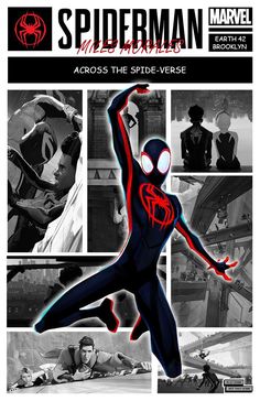 spider - man across the spider - verse movie poster is shown in black and white