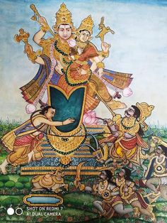 a painting on the wall of a temple in india depicting deities and their respective avatars