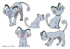 an image of cats with different expressions on their faces and body shapes in various poses