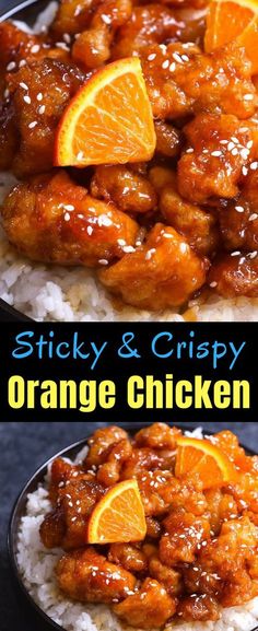 orange chicken with sticky and crispy sauce