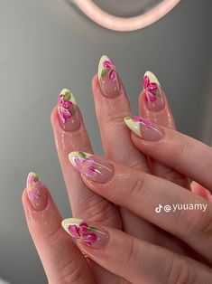 Hawaiian Nails, Pink Flower Nails, Her Nails, Vacation Nails, Unique Acrylic Nails, Aycrlic Nails, Summer Vacations