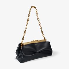 DIAMOND FRAME CLUTCH | Black Soft Calf Leather Clutch Bag with Chain Strap | Spring 2023 collection | JIMMY CHOO Jimmy Choo, Diamond Frame, Brass, Frame