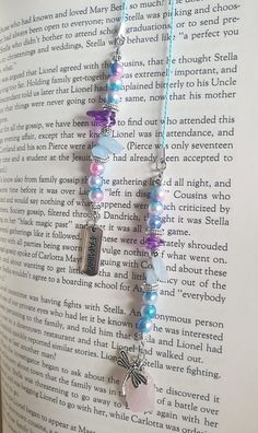 a book with some beads on it