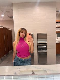 Blonde girl with bangs wearing a turtle neck and mini skirt mirror selfie in a luxury bathroom Blonde Girl Mirror, Mirror Selfie Aesthetic, Luxury Outfit, Aesthetic Baddie, Girl Mirror, Selfie Aesthetic, Girls Mirror, Blonde Girl, Luxury Outfits