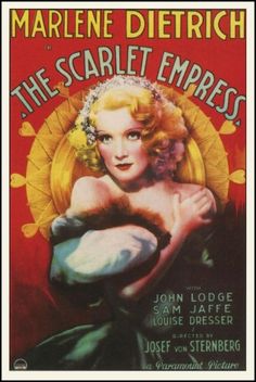 an old movie poster with a woman in the center and words on it that read,'the scarlet empression '