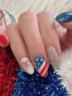 4th of July nails Forth Nails 4th Of July, 4th Of July Nails Trendy, Cute July 4th Nails, July 4tg Nails, July Nail Designs Summer, Short Acrylic Nails 4th Of July, 4th Of July Nails Simple Almond, 4 Th Of July Nail Designs, Fourth Of July Nails Short Square