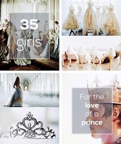 four different pictures with the words, for the love of a prince and princess on them