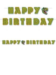 the words happy birthday are spelled in green and gold letters with an alligator on it