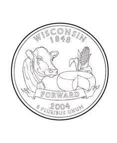 the state seal for wisconsin is shown in this black and white photo, with an image of a cow