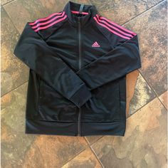 Matching Pants On My Page! I Received This Jacket As A Christmas Gift And Have Only Tried Them On. Never Wore Them Out As They Are Too Small. Brand New. Pink Adidas Jacket, Black And Pink Jacket, Adidas Tracksuit, 2000s Outfits, Adidas Track Jacket, Thrifted Outfits, Adidas Track, Adidas Outfit, Adidas Jackets