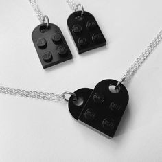 Hand Crafted Jewelry | Black Lego Heart Necklace For Couples Besties | Poshmark Lego Necklace, Lego Heart, Matching Necklaces For Couples, Couple Crafts, Bff Jewelry, Necklaces Set, Heart Necklaces, Cute Couple Gifts, Necklaces Silver