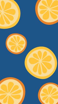 an orange slice is shown on a blue background