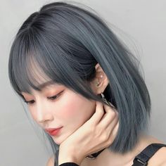 Ash Blue Grey Hair Color, Warna Rambut Ash Grey, Warna Rambut Ash Blue, Blue Ash Hair Color, Ash Blue Hair Color Highlights, Ash Gray Hair Color Short Hair, Gray Blue Hair Color, Korean Hair Color Ash, Gray And Blue Hair