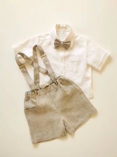 2pcs.boys Linen Suspender Short Bow Tie Toddler Ring Bearer | Etsy Cute Ring Bearer Outfit, Ring Bearer Outfit Beach Wedding, Groom Outfit Beach Wedding Linen Shirts, Neutral Ring Bearer Outfit, Kids Beach Wedding Outfits Boys, Linen Ring Bearer Outfit, Beach Ring Bearer Outfit, Beach Wedding Ring Bearer Outfit, Beige Ring Bearer Outfit