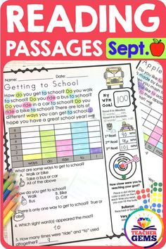 reading passagess set with an apple and pencil on the page to help students learn how to