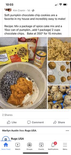 an instagram page for dad's dinner, including cookies and muffins