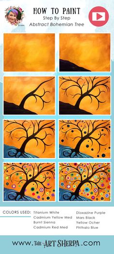 how to paint an abstract tree with acrylic paint by the art sherpa