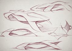 three sketches of different shapes and sizes