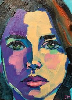 Expressionist Portraits, Fauvism Art, Jessica Miller, Portrait Women, British School, Abstract Portrait Painting, Portrait Acrylic, 2nd Grade Art, Small Canvas Paintings