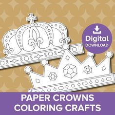 paper crowns coloring pages for adults and children