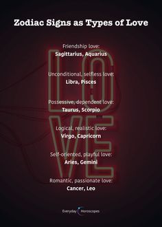 zodiac signs as types of love